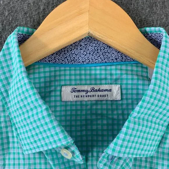 Tommy Bahama The Newport Coast Shirt Mens Large Gingham Flip Cuff Button‎ Up